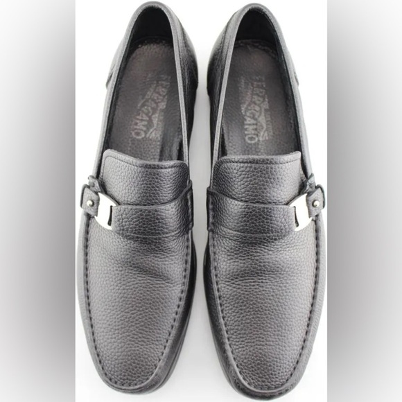 Men\'s SALVATORE FERRAGAMO \'Bravo\' Nero Calf Leather Loafers Size US - 7.5-D main image 9